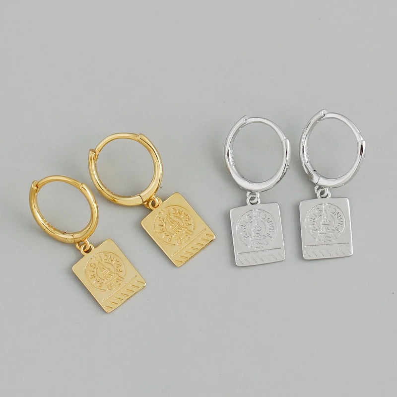 ANYCO Earrings Gold Plated Punk Retro Geometric Square Tower Stud For Women Girl Teen Elegant Fashion Stylish Accessories Jewelry Gifts