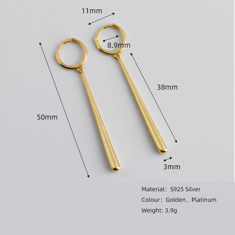 ANYCO Earrings Gold Plated Minimalist Long Water Drop Fringe  Rock Bohemian For Women Girl Fashion Stylish Rock Punk Accessories Jewelry Gifts