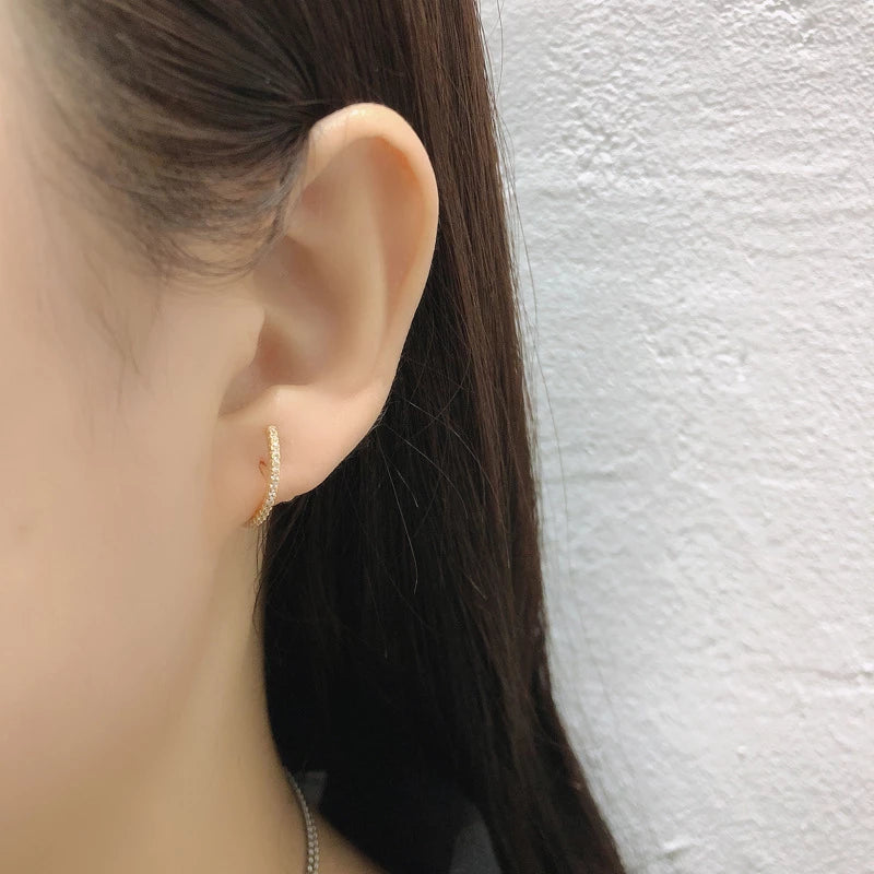 ANYCO Earrings Gold Plated Chic Line Zircon Curved Stud For Women Girl Teen Fashion Stylish Accessories Jewelry Gifts