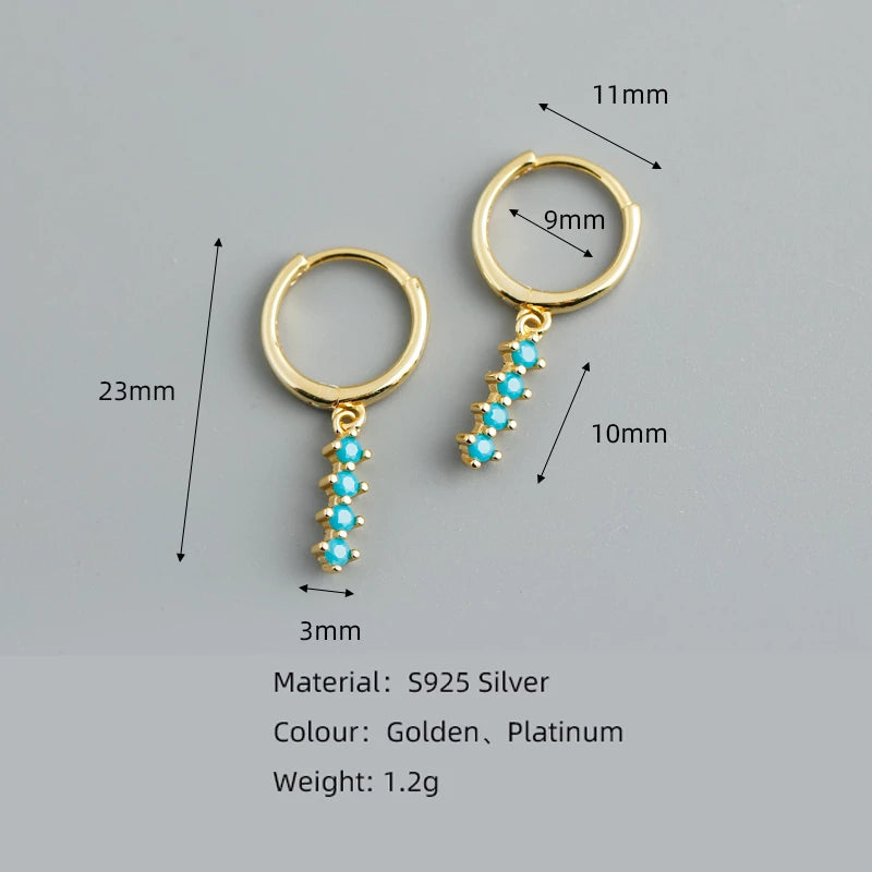 ANYCO Earrings Gold Plated Chic Charm Green Colored Zircon Bar Stud For Women Girl Teen Fine Perfect Fashion Stylish Accessories Jewelry Gifts