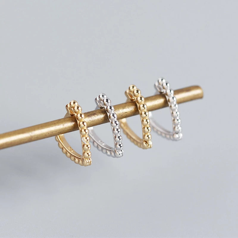 ANYCO Earrings Gold Plated Minimalist Beads Triangle Ear Buckle For Women Girl Teen Fine Fashion Stylish Accessories Jewelry Gifts