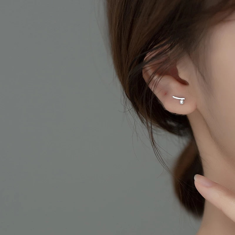 ANYCO Fashion Earrings 925 Sterling Silver Personality Unique Tassel Pendant Zircon Stud for Women Chic Trendy Party Jewelry Gift