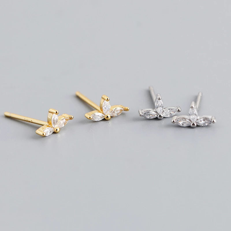 ANYCO Earrings Gold Plated Simple Romantic Clover Mini Small Stud  For Women Girl Teen Elegant Perfect Fashion Stylish Accessories Jewelry Gifts