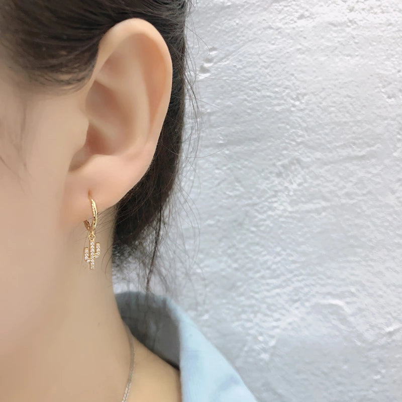 ANYCO Earrings Gold Plated Pave Zircon Cactus Ear Buckle For Women Girl Teen Chic Perfect Fashion Stylish Rock Accessories Jewelry Gifts