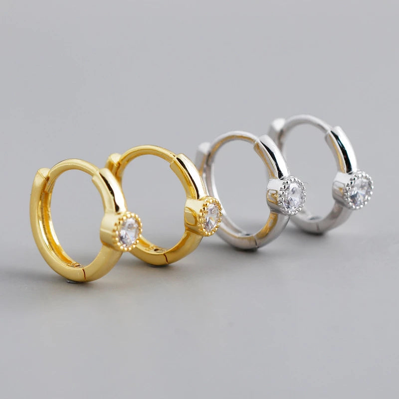 ANYCO Earrings Gold Plated Minimalist Round Zircon Ear Buckle Chic Wild For Women Girl Fashion Stylish Rock Punk Accessories Jewelry Gifts