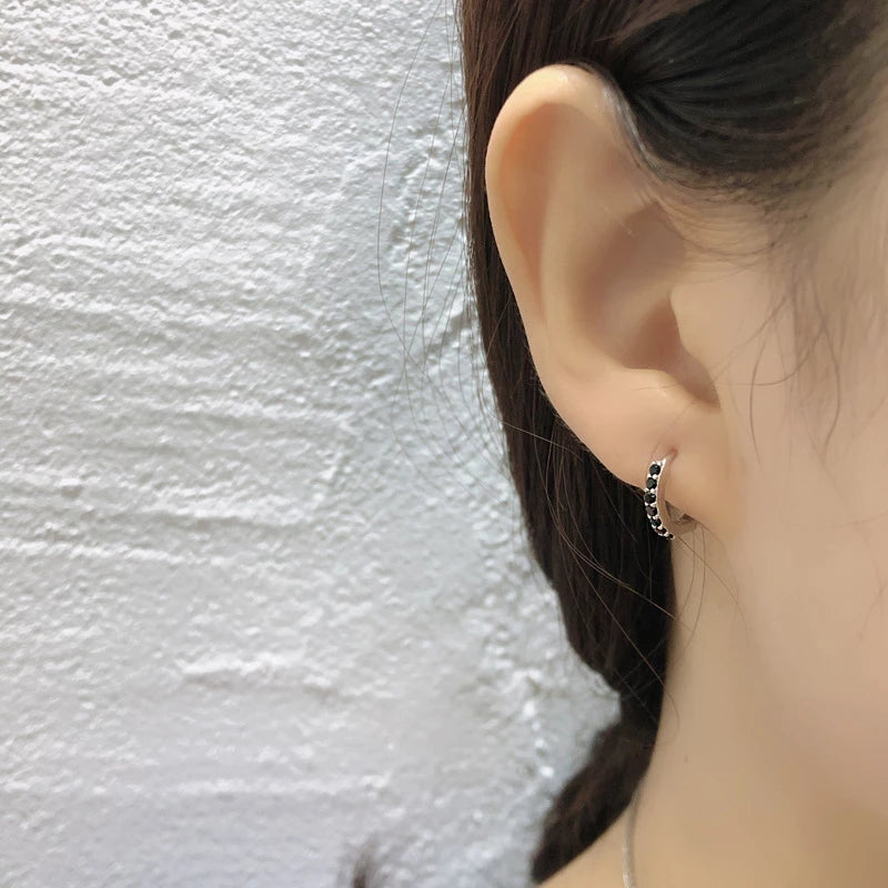 ANYCO Earrings Gold Plated Blue Punk Pave CZ Simple Round 8.8MM Ear Buckle For Women Girl Teen Chic Fashion Stylish Accessories Jewelry Gifts