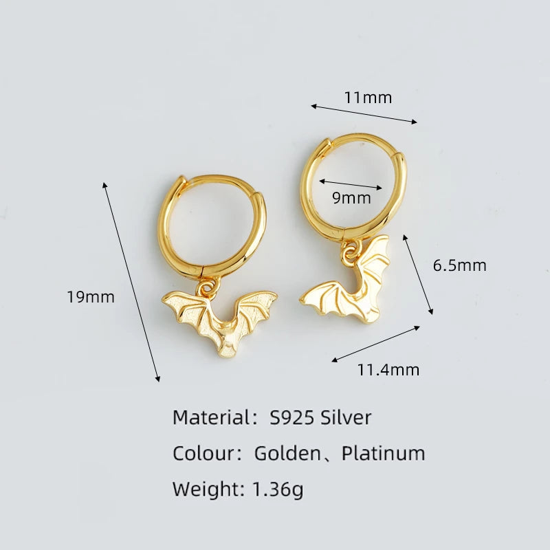 ANYCO Earrings Gold Plated Bohemian Halloween Bat Tassel Stud  For Women Girl Teen Fine Fashion Stylish Accessories Jewelry Gifts