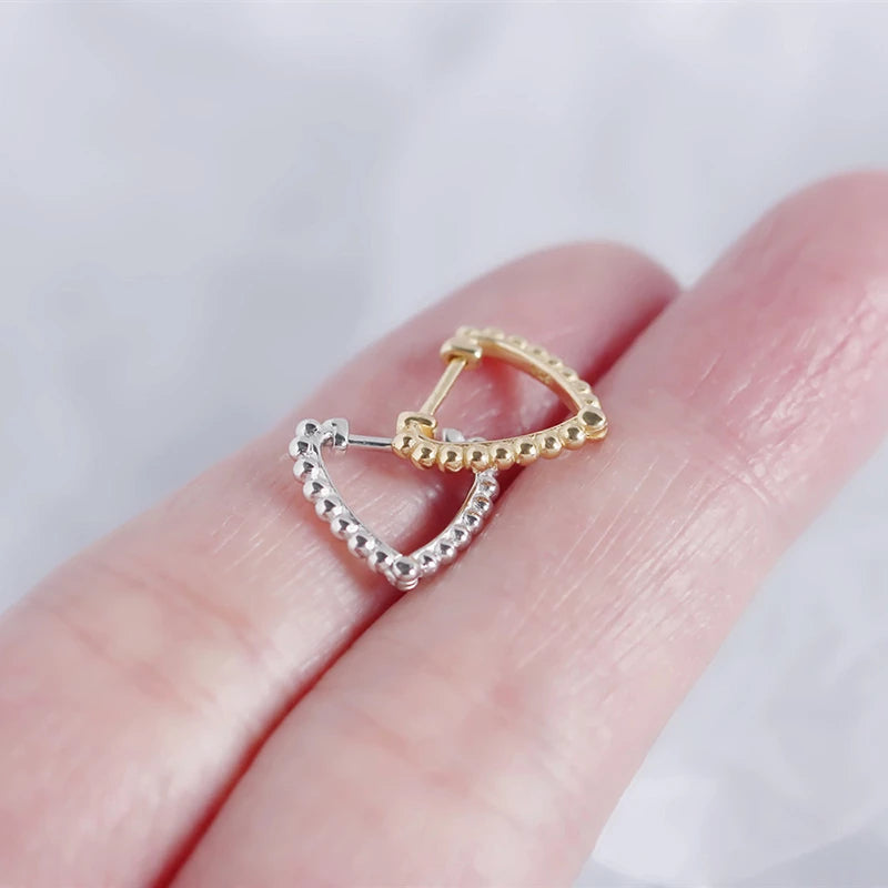 ANYCO Earrings Gold Plated Minimalist Beads Triangle Ear Buckle For Women Girl Teen Fine Fashion Stylish Accessories Jewelry Gifts