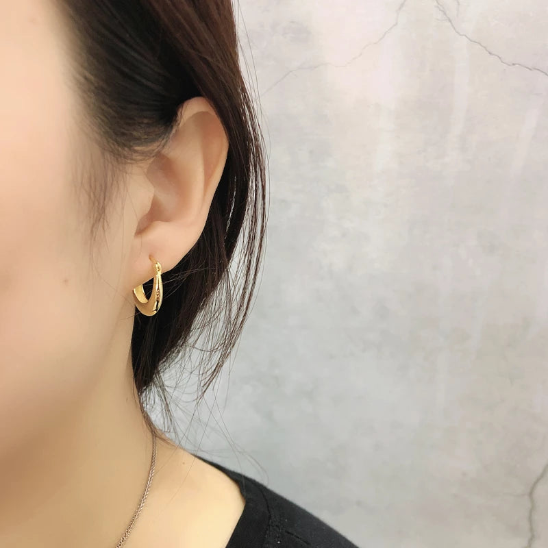 ANYCO Earrings Gold Plated Punk Rock Minimalist Charming Unique Hoop Stud For Women Teen Fashion Stylish Accessories Jewelry Gifts