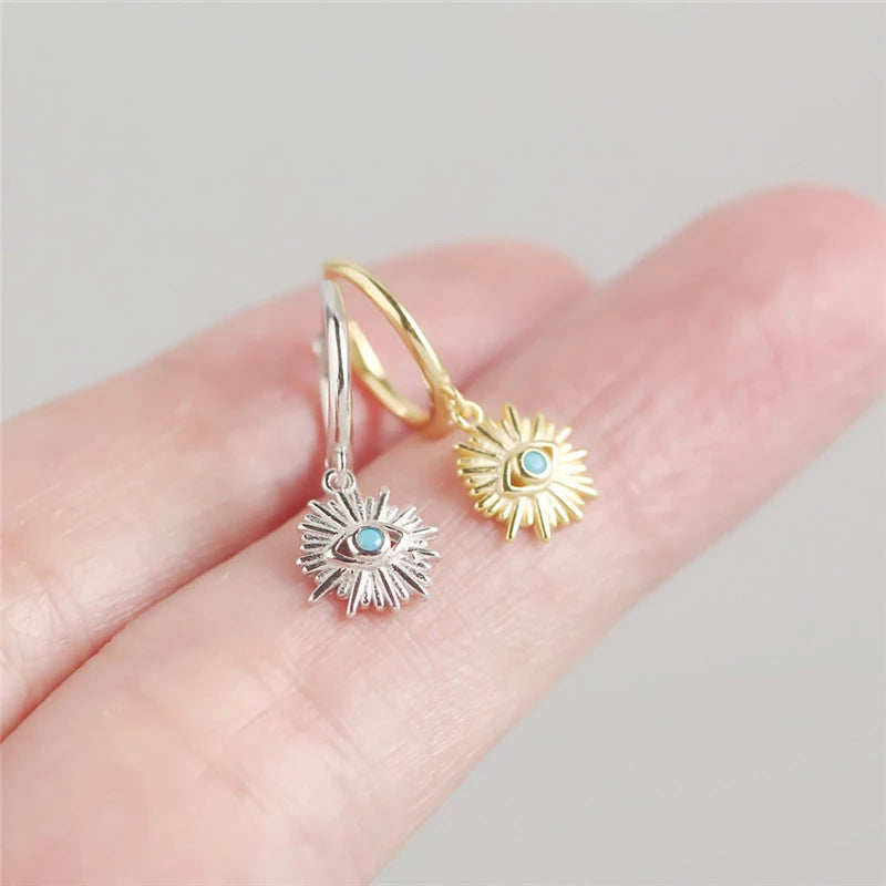 ANYCO Earrings Gold Plated Geometric Blue Zircon Cute Eye Stud For Women Girl Teen Perfect Elegant Fashion Stylish Accessories Jewelry Gifts