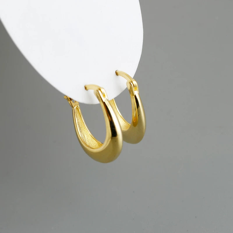 ANYCO Earrings Gold Plated Punk Rock Minimalist Charming Unique Hoop Stud For Women Teen Fashion Stylish Accessories Jewelry Gifts