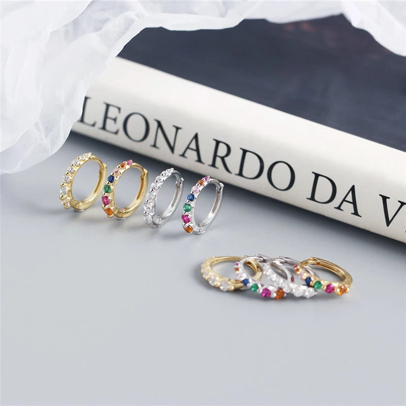 ANYCO Earrings Gold Plated Luxury Colorful Zircon Ear Chic Princess For Women Girl Teen Chic Fashion Stylish Accessories Jewelry Gifts