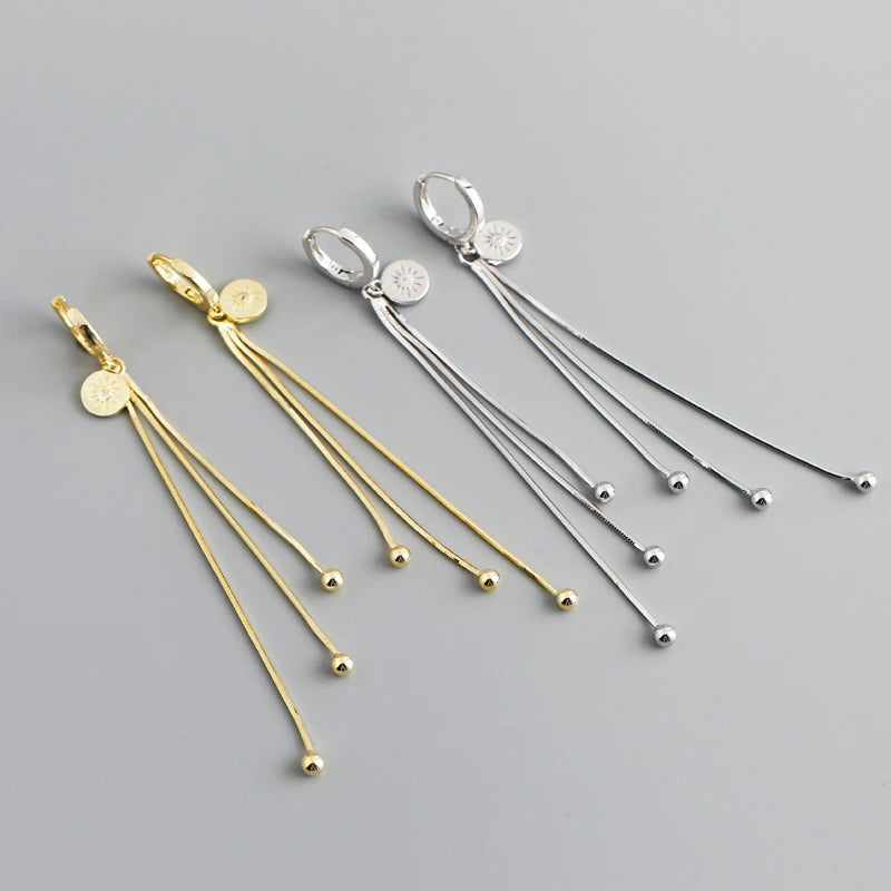 ANYCO Earrings Sterling Silver Gothic Ethnic Cross Tassel Earline For Women Girl Fashion Stylish Rock Punk Accessories Jewelry Gifts