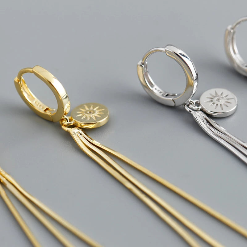 ANYCO Earrings Sterling Silver Gothic Ethnic Cross Tassel Earline For Women Girl Fashion Stylish Rock Punk Accessories Jewelry Gifts