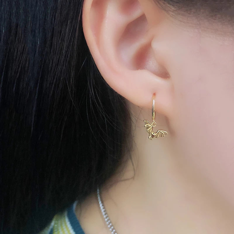 ANYCO Earrings Gold Plated Bohemian Halloween Bat Tassel Stud  For Women Girl Teen Fine Fashion Stylish Accessories Jewelry Gifts