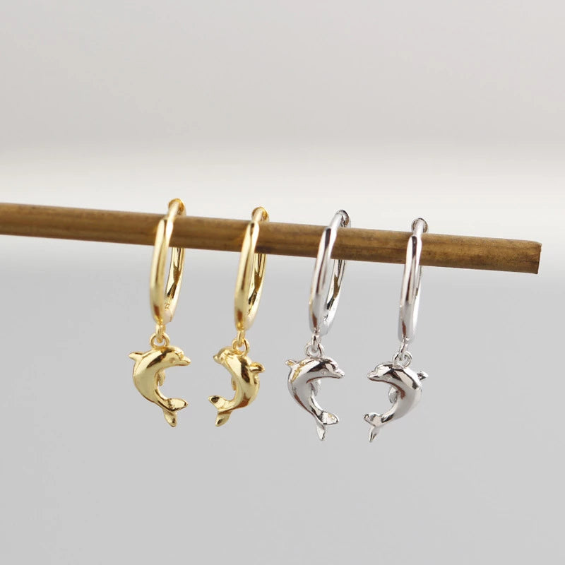 ANYCO Earrings Gold Plated Cute Romantic Dolphin Love Ball Animal Stud For Women Girl Teen Chic Fashion Stylish Accessories Jewelry Gifts