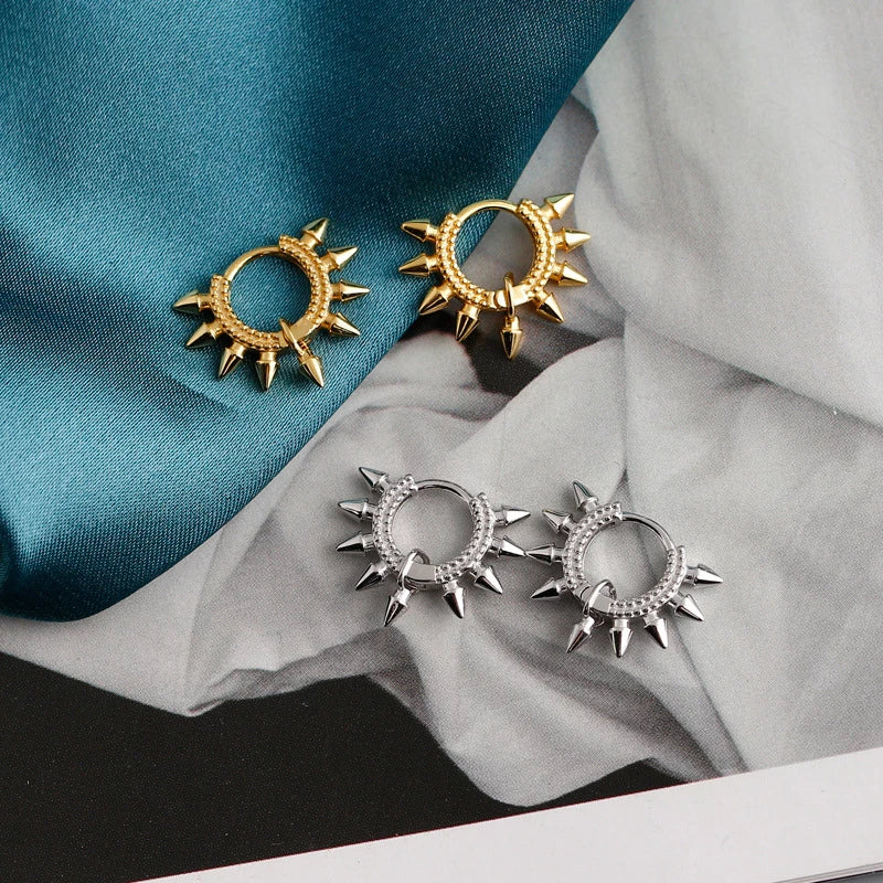 ANYCO Earrings Gold Plated Bohemian Geometric Spike Rivet Ear Buckle For Women Girl Teen Chic Fashion Stylish Accessories Jewelry Gifts