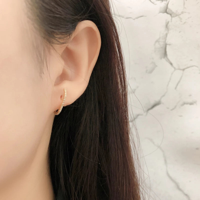 ANYCO Earrings Gold Plated Minimalist Bar French Exquisite Zircon Stud For Women Girl Fashion Stylish Rock Punk Accessories Jewelry Gifts