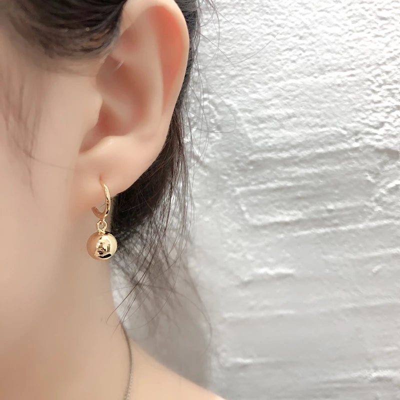 ANYCO Earrings Sterling Silver Minimalist 8mm Round Bead Pendant Stud For Women Girl Teen Chic Fashion Stylish Accessories Jewelry Gifts