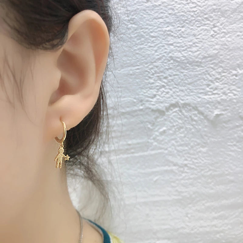 ANYCO Earrings Gold Plate Minimalist Creative New Statue Portrait Star Buckle For Women Girl Fashion Stylish Rock Accessories Jewelry Gifts