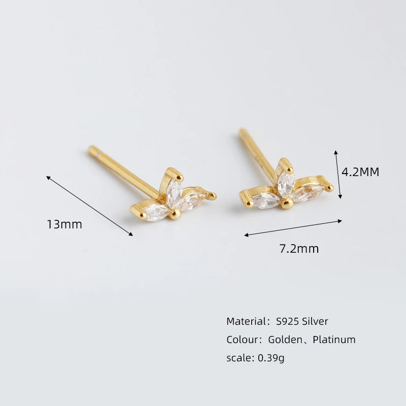 ANYCO Earrings Gold Plated Simple Romantic Clover Mini Small Stud  For Women Girl Teen Elegant Perfect Fashion Stylish Accessories Jewelry Gifts