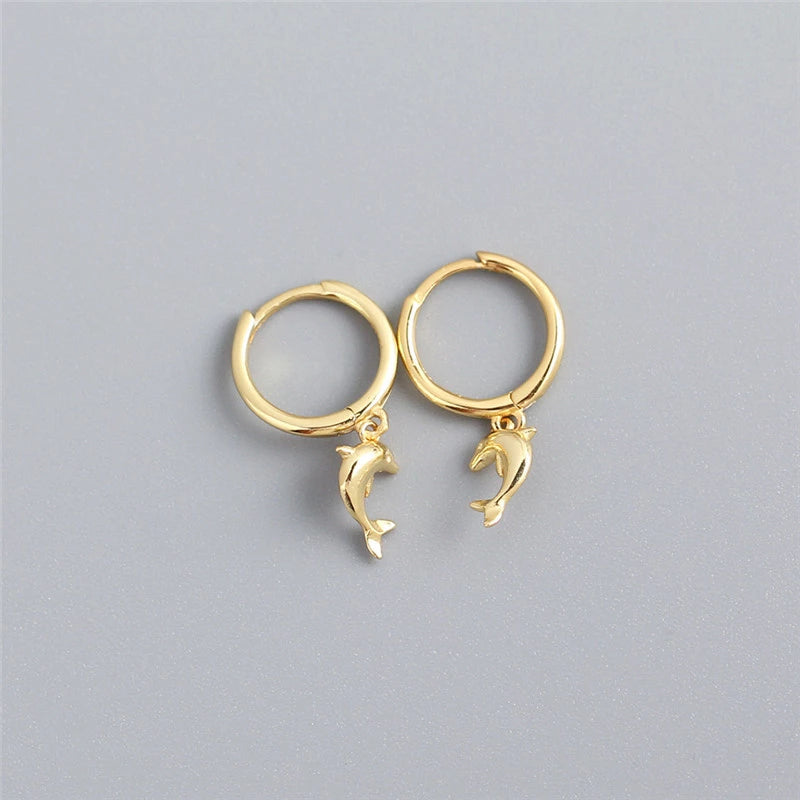 ANYCO Earrings Gold Plated Cute Romantic Dolphin Love Ball Animal Stud For Women Girl Teen Chic Fashion Stylish Accessories Jewelry Gifts