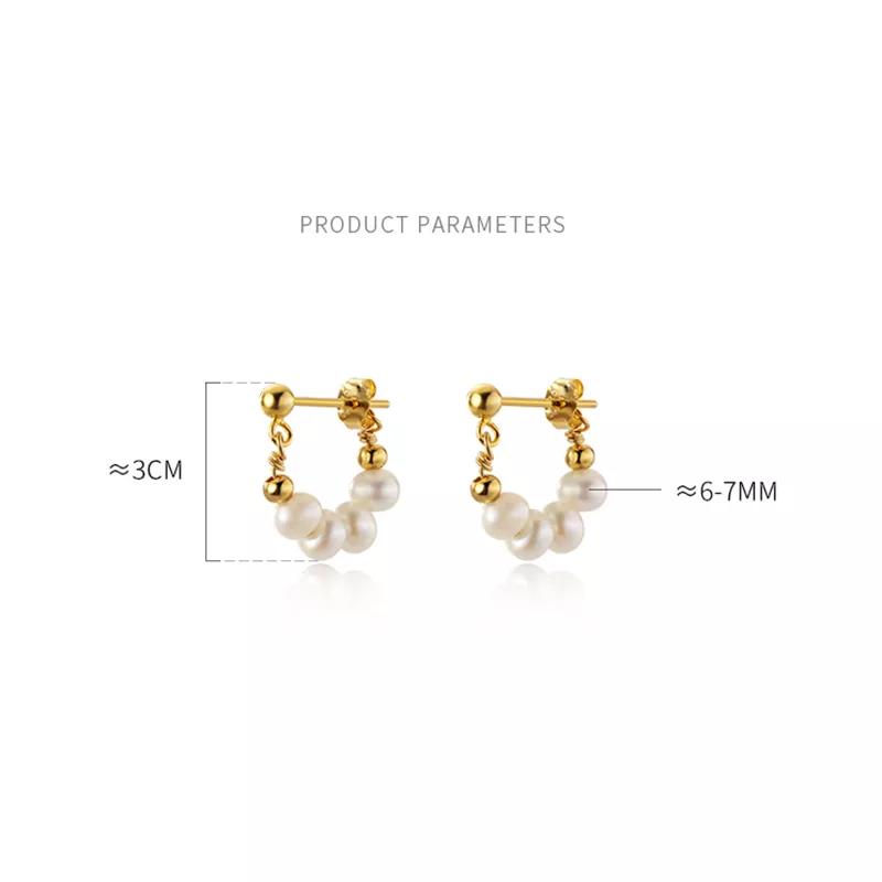 ANYCO Gold 925 Baroque Pearl Huggies – Punk Boho Earrings for Women