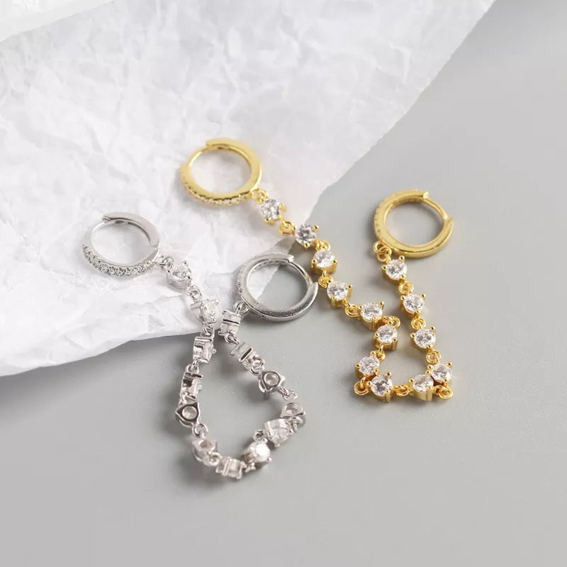 ANYCO Earrings Gold Plated Bohemian Luxury Round Zircon Tassel Stud For Women Girl Teen Fashion Stylish Accessories Jewelry Gifts