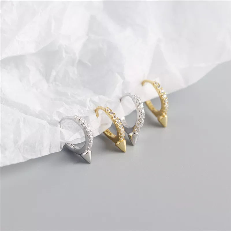 ANYCO Earrings Gold Plated Single Short Spike Eternity Clicker For Women Girl Teen Elegant PerfectFashion Stylish Accessories Jewelry Gifts