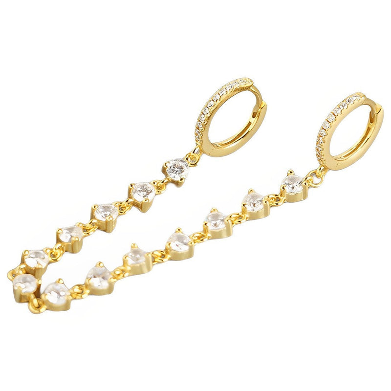 ANYCO Earrings Gold Plated Bohemian Luxury Round Zircon Tassel Stud For Women Girl Teen Fashion Stylish Accessories Jewelry Gifts