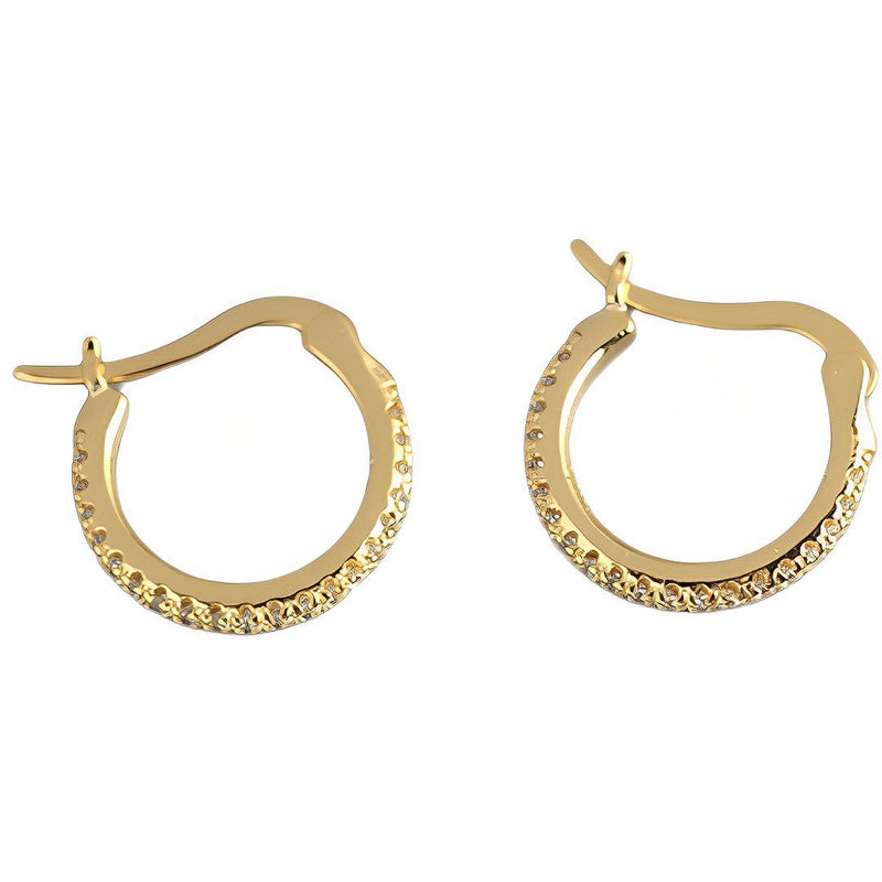 ANYCO Earrings Gold Plated White Minimalist Round Rainbow CZ Zircon Hoops Crystal Huggies For Women Girl Fashion Stylish Accessories Jewelry Gifts