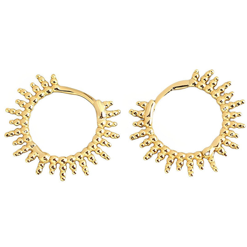 ANYCO Earrings Gold Plated Geometric Small Beads Circle Stud For Women Girl Teen Fashion Stylish Rock Punk Accessories Jewelry Gifts