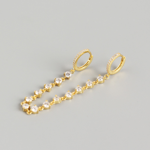 ANYCO Earrings Gold Plated Bohemian Luxury Round Zircon Tassel Stud For Women Girl Teen Fashion Stylish Accessories Jewelry Gifts