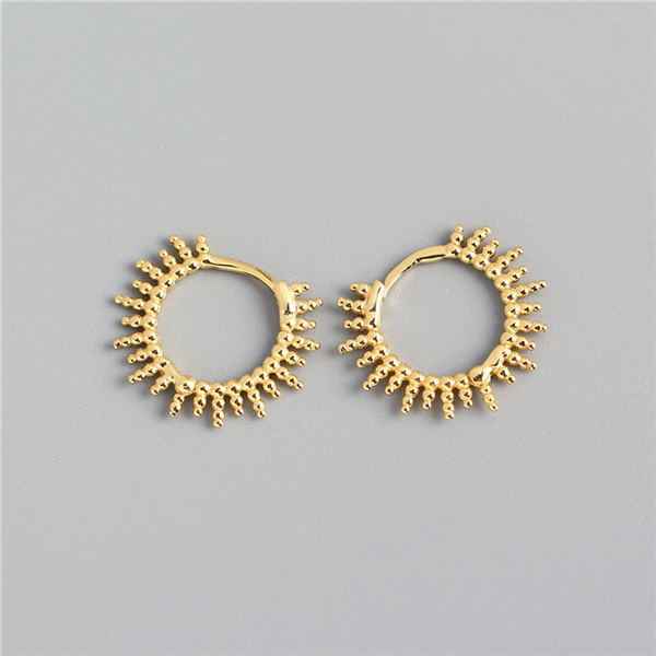 ANYCO Earrings Gold Plated Geometric Small Beads Circle Stud For Women Girl Teen Fashion Stylish Rock Punk Accessories Jewelry Gifts