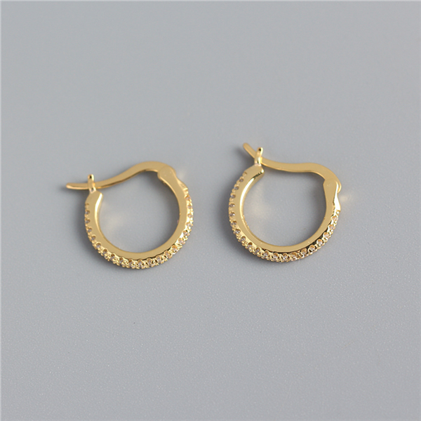 ANYCO Earrings Gold Plated White Minimalist Round Rainbow CZ Zircon Hoops Crystal Huggies For Women Girl Fashion Stylish Accessories Jewelry Gifts