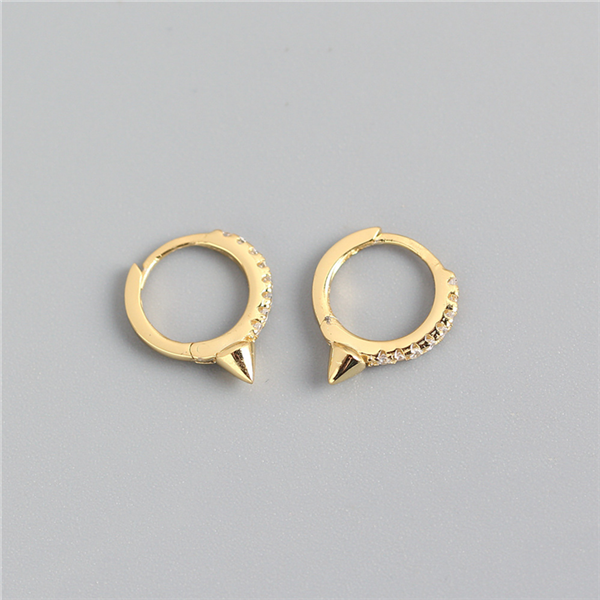 ANYCO Earrings Gold Plated Single Short Spike Eternity Clicker For Women Girl Teen Elegant PerfectFashion Stylish Accessories Jewelry Gifts