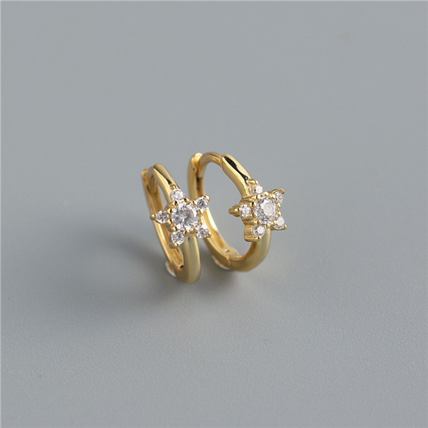ANYCO Earrings Gold Plated Pave Zircon Star Minimalist Ear Buckle For Women Girl Fashion Stylish Rock Punk Accessories Jewelry Gifts