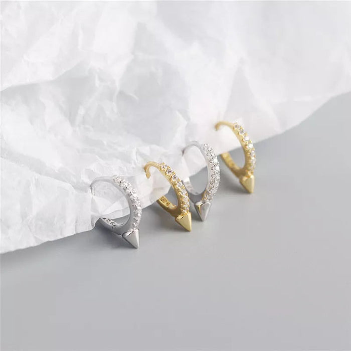 ANYCO Earrings Sterling Silver Single Short Spike Eternity Clicker For Women Girl Teen Perfect Fashion Stylish Accessories Jewelry Gifts