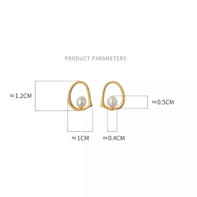 ANYCO 925 Silver Baroque Pearl Stud Earrings – Gold Hollow Design for Women