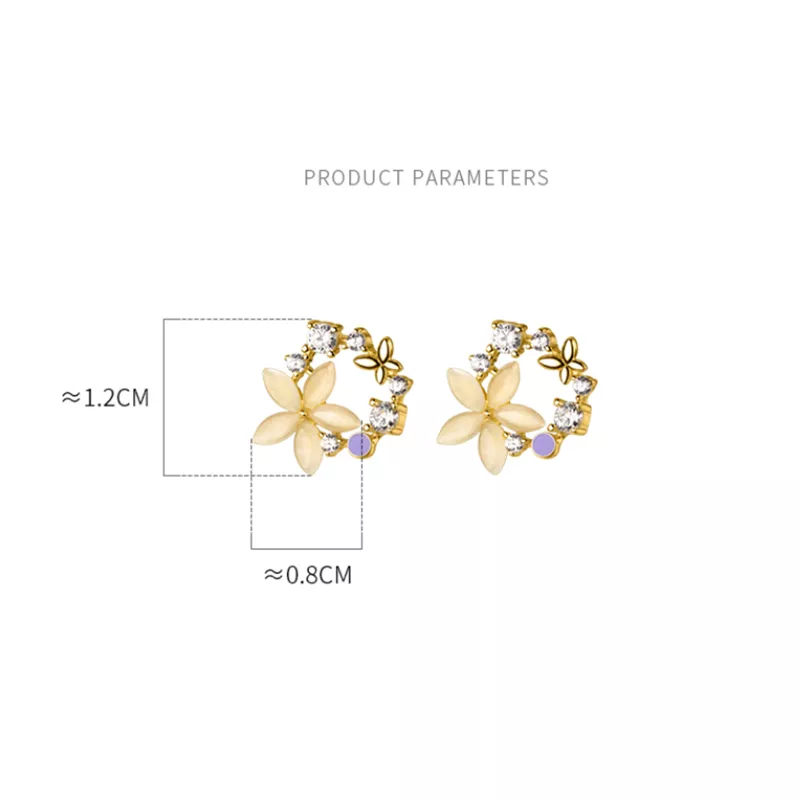 Anyluxe Fashion Earrings Gold 925 Sterling Silver Romantic Synthetic Opal Flower Stud Women Jewelry