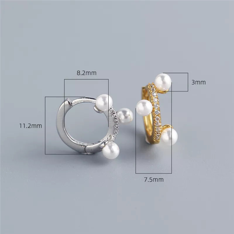ANYCO  Earrings Gold Plated Minimalist Pave Zircon Round Freshwater Pearl Bohemian For Women Girl Fashion Stylish Rock Accessories Jewelry Gifts