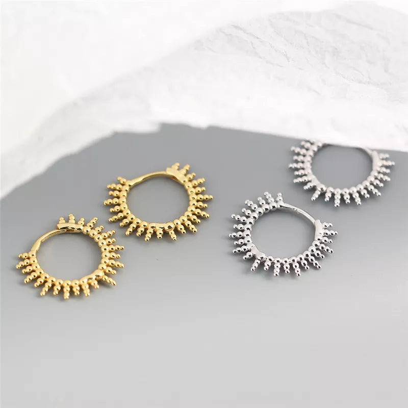 ANYCO Earrings Gold Plated Geometric Small Beads Circle Stud For Women Girl Teen Fashion Stylish Rock Punk Accessories Jewelry Gifts