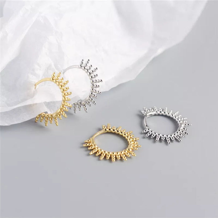 ANYCO Earrings Gold Plated Geometric Small Beads Circle Stud For Women Girl Teen Fashion Stylish Rock Punk Accessories Jewelry Gifts