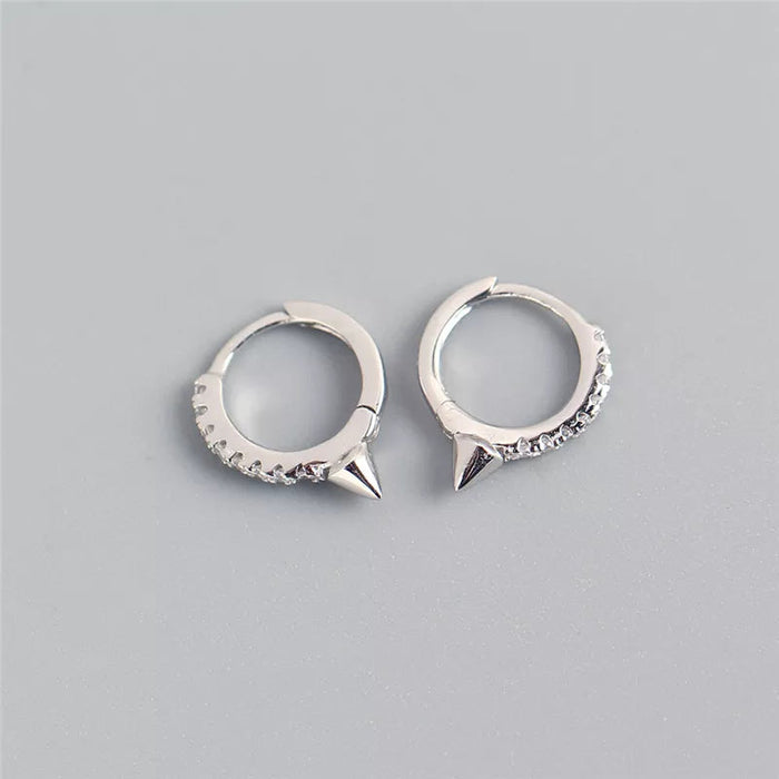 ANYCO Earrings Sterling Silver Single Short Spike Eternity Clicker For Women Girl Teen Perfect Fashion Stylish Accessories Jewelry Gifts