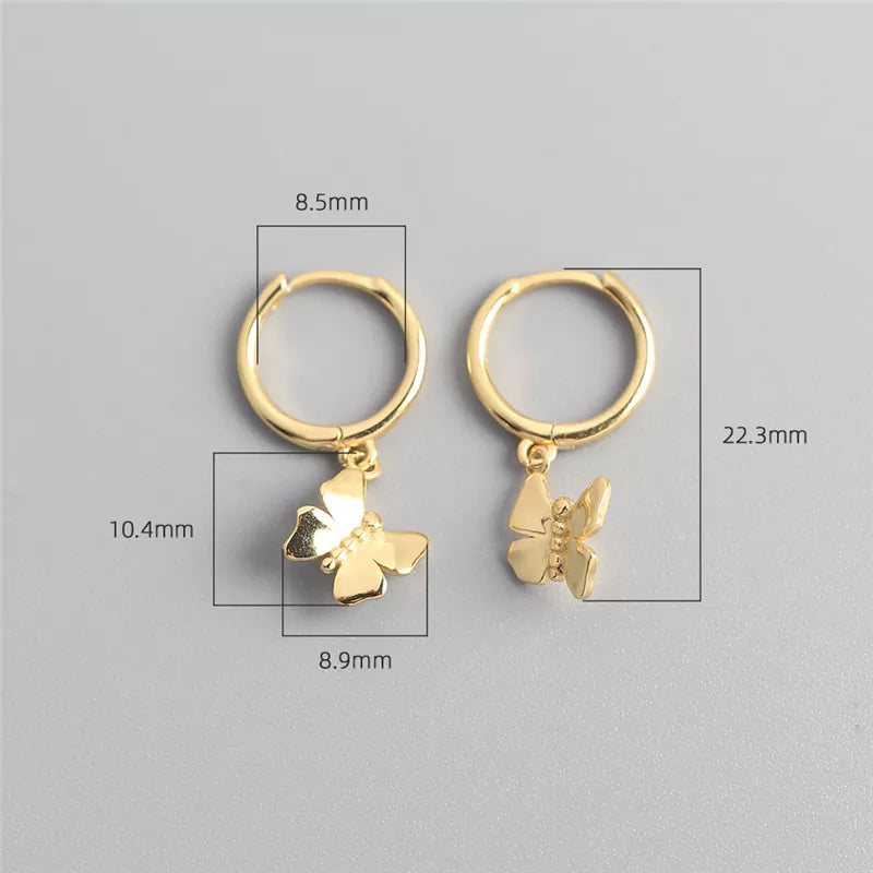 ANYCO Earrings Sterling Silver Cute Punk Insect Butterfly Hanging Stud For Women Girl Teen Fashion Stylish Accessories Jewelry Gifts