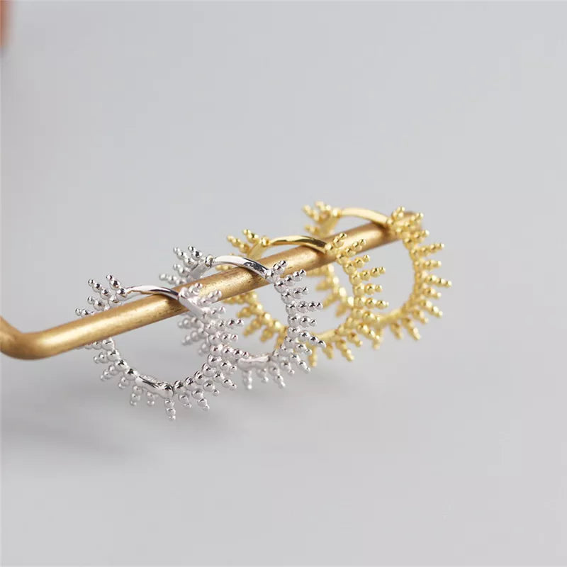 ANYCO Earrings Gold Plated Geometric Small Beads Circle Stud For Women Girl Teen Fashion Stylish Rock Punk Accessories Jewelry Gifts