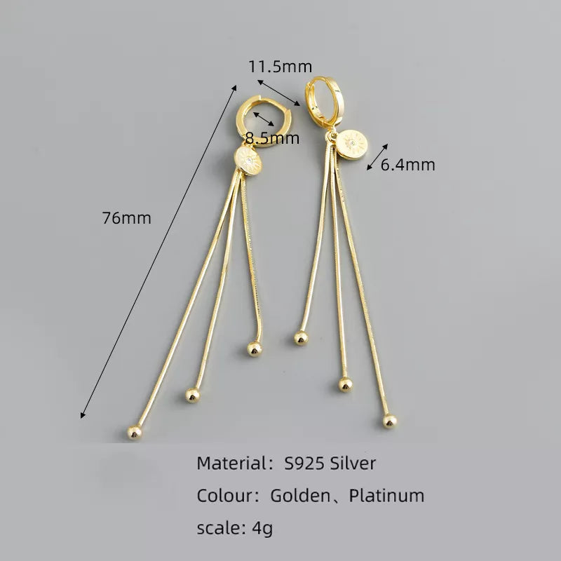 ANYCO Earrings Sterling Silver Gothic Ethnic Cross Tassel Earline For Women Girl Fashion Stylish Rock Punk Accessories Jewelry Gifts