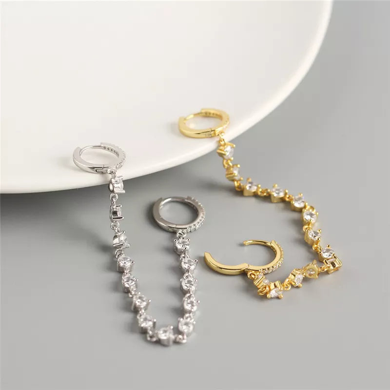 ANYCO Earrings Gold Plated Bohemian Luxury Round Zircon Tassel Stud For Women Girl Teen Fashion Stylish Accessories Jewelry Gifts