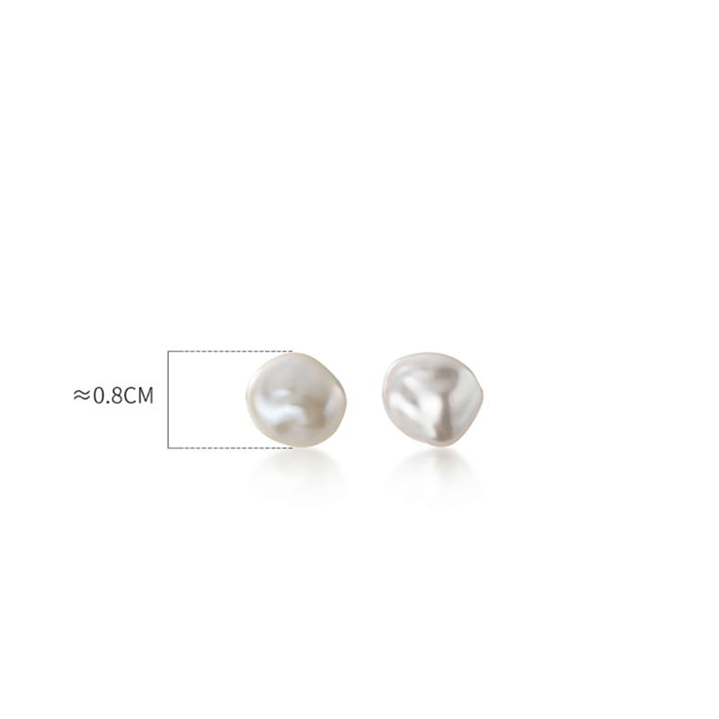 ANYCO Fashion Earrings Genuine Sterling Silver Natural Baroque Geometric Irregular Pearl Stud for Women Girl Office Jewelry Gift