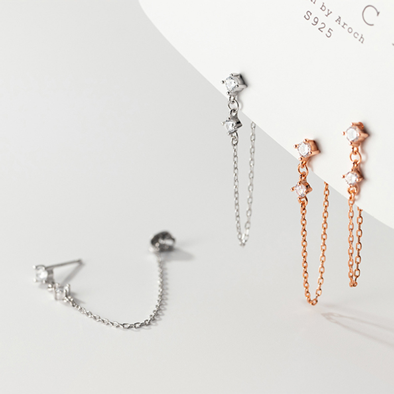 ANYCO Fashion Earrings Genuine 925 Sterling Silver Natural Freshwater Baroque Pearl Tassel Chain for Women Jewelry